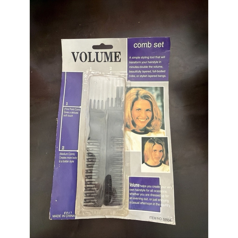 2 Vintage Volume Teasing Comb Set New Old Stock Fine Point Medium